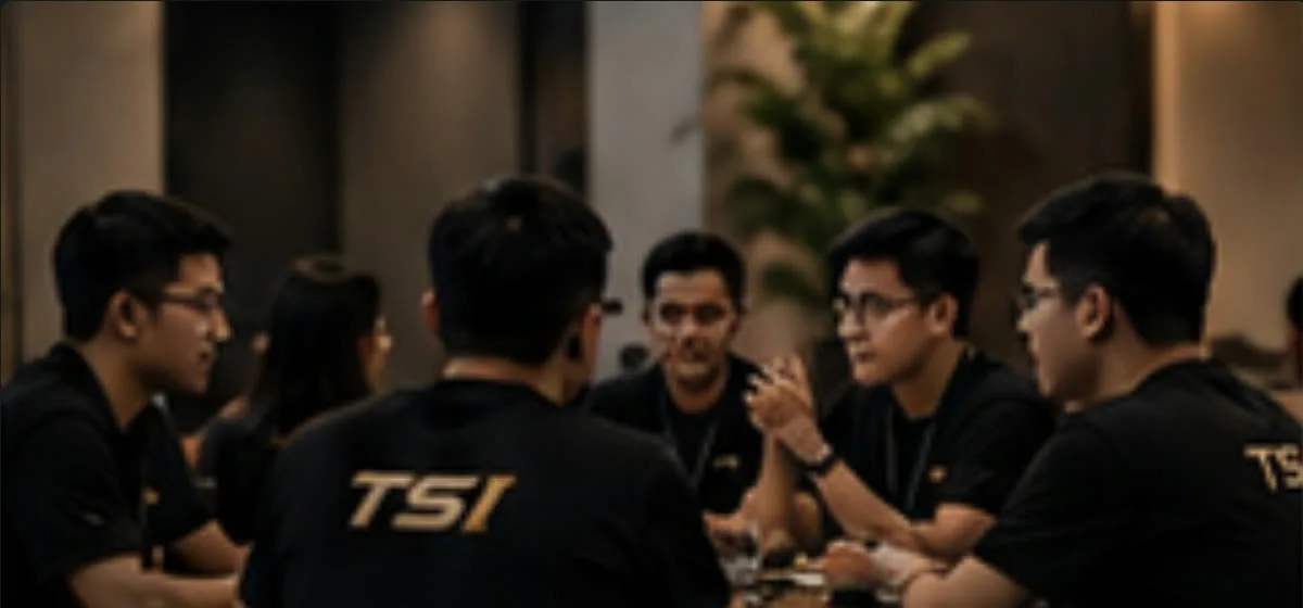 Anggota komunitas TSI berdiskusi di satu meja